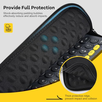 DAMMOMKO Logitech K380 Keyboard Sleeve Case Cover for Logitech Pebble Keys 2 K380s & K380 Bluetooth Keyboard, Neoprene Keyboard Travel Case Padded Shockproof Protective Bag, Black