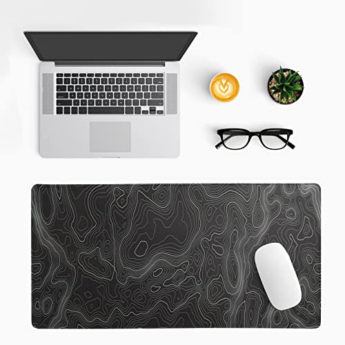 Topographic Contour Extended Big Mouse Pad Large,Gaming Mouse Pad Desk Pad,27.6x11.8 Inch Long Computer Keyboard Mouse Mat Mousepad with 3mm Non-Slip Base and Stitched Edge for Gaming and Office - color: Topographic Contour