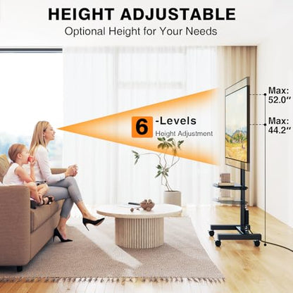 TVON Floor TV Stand with Power Outlet for 13-50 inch TVs up to 55 lbs, Height Adjustable TV Mount Stand with Tilt and Rotat, Max VESA 200x200mm - size: 13-50 inch TVs, 55 lbs capacity