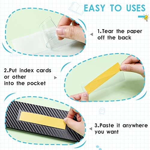 30 Pack Self-Adhesive Index Card Pockets with Top Open for Loading - Ideal Index Card Holder for Organizing and Protecting - Crystal Clear Plastic(1.2 x 4.4 Inches) - size: 1.2 x 4.4 Inches