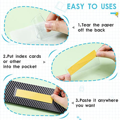 30 Pack Self-Adhesive Index Card Pockets with Top Open for Loading - Ideal Index Card Holder for Organizing and Protecting - Crystal Clear Plastic(1.2 x 4.4 Inches) - size: 1.2 x 4.4 Inches