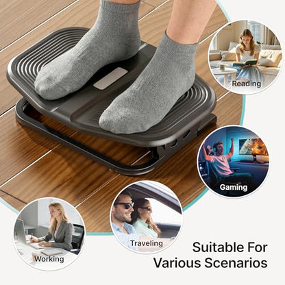PEGZONE Footrest for Under Desk, Adjustable Footrest with Massage Texture and Non-Slip Steel Base, Ergonomic Under Desk Foot Stool for Home and Office, Black
