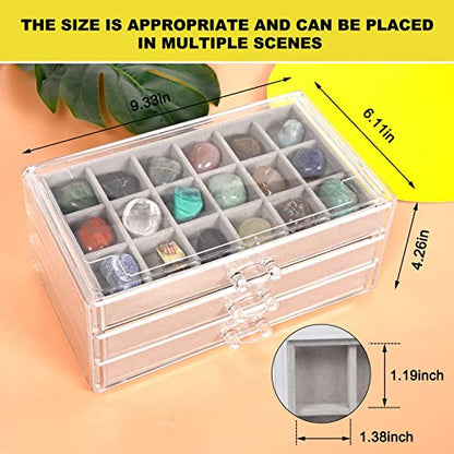 Acrylic Rock Collection Display Case Rock Collection Box for Kids Display Cases for Collectibles Crystal Display Case Holder Shadow Boxes Display Cases Display Cabinet Fossil Display Box