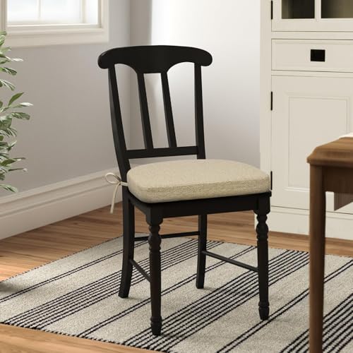 Shinnwa Dining Chair Cushions, Non-Slip Kitchen Chair Cushions with Ties and Machine Washable Cover, 17 x 16.5 x 2in, Natural Linen - color: Natural Linen