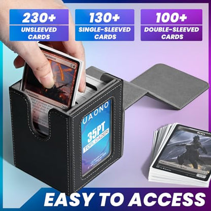 UAONO 6 Pack MTG Commander Deck Box, Independent Commander Display, Fits 600 Double-Sleeved Cards, Magnetic Deck Case for Magic the Gathering TCG, 12 Dividers & 6 Top Loaders (6 Color) - color: 6 Pack - 6 Colors