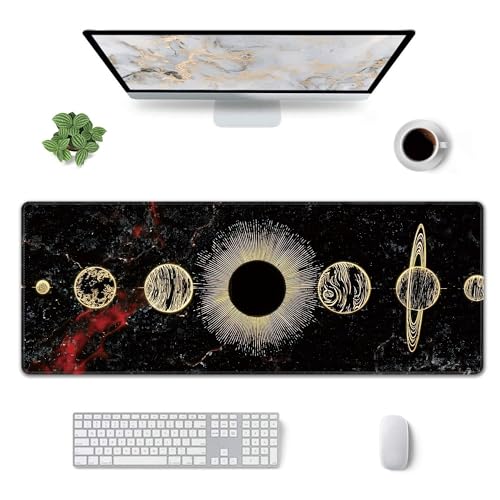 Galaxy Planet Large Mouse Pad,Gaming Keyboard Desk Pad,Extended Mouse Mat Non-Slip Rubber Base with Stitched Edges for Office Game Home XL 31.5"x11.8" - color: Galaxy Planet, size: 31.5L x 11.8W inches