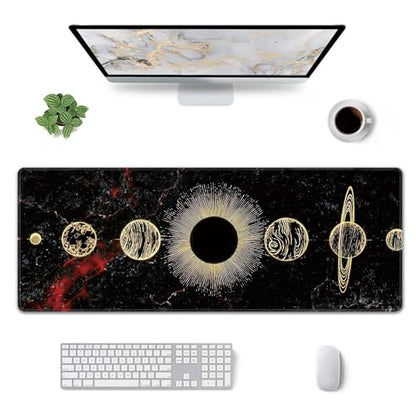 Galaxy Planet Large Mouse Pad,Gaming Keyboard Desk Pad,Extended Mouse Mat Non-Slip Rubber Base with Stitched Edges for Office Game Home XL 31.5"x11.8" - color: Galaxy Planet, size: 31.5L x 11.8W inches