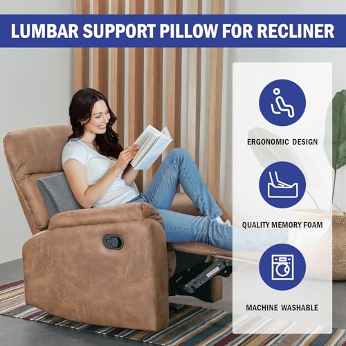 HOMBYS Lumbar Support Pillow for Recliner Chair, Memory Foam Back Support Cushion for Elderly,Extra Large Lumbar Support Pillow,Thick Backrest for Home Reading (Grey, 20“x13.5"x5") - color: Grey, size: 20“x13.5"x5"