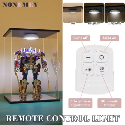NONEMEY Clear Acrylic Display Case with Remote Control Light for Unicorn Gundam，Dustproof Model Showcase Organizer Box, Display Case for Collectibles (13.7x9.8x21.6inch,35x25x55cm) - size: 13.7×9.8×21.6 inch, 35×25×55 cm