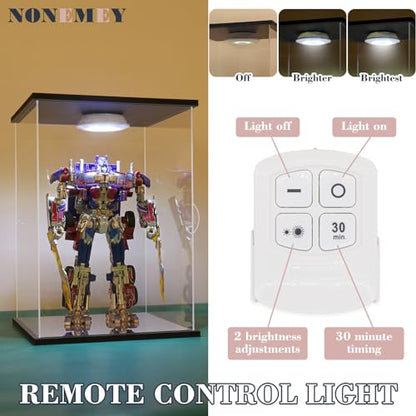 NONEMEY Clear Acrylic Display Case with Remote Control Light for Collectibles, Dustproof Model Showcase Organizer Box, Display Case for Collectibles (7.8x6x13.8inch,20x15x35cm) - size: 7.8×5.9×13.8 inch, 20×15×35 cm