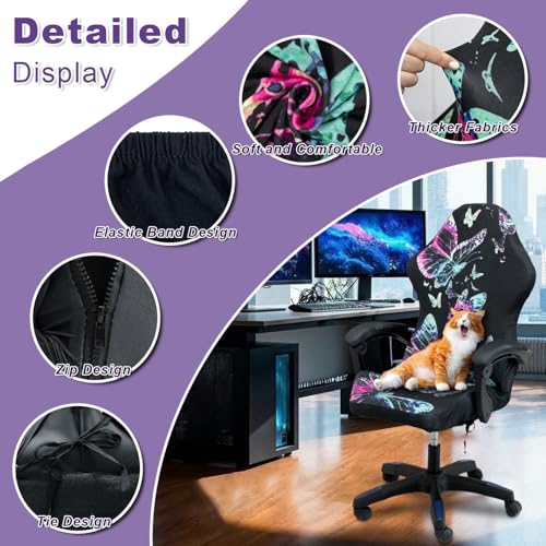 Gaming Chair Covers, 3D Printing One-piece Universal Fit Gaming Chair Seat Cover with Armrest Sloipcover(Color:Style 5) - color: Style 5
