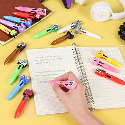 LiYiQ 25 Pcs Video Game Colorful Multicolor Pen in One Cartoon Cute Fun 4-in-1 Cute Pens Bulk Kawaii Game Handle Level Up Games Console Shape Cool Ballpoint Pens for Kids Fun Gifts
