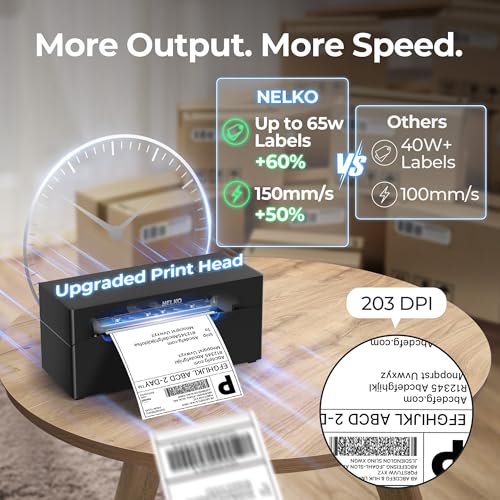 Nelko Bluetooth Thermal Shipping Label Printer, Wireless 4x6 Shipping Label Printer for Shipping Packages, Support Android, iPhone and Windows, Widely Used for Amazon, Shopify (Black) - color: black