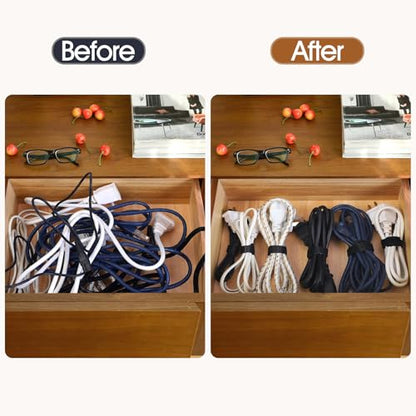 MVYC 200PCS Reusable Cable Ties Wire Ties Cord Organizer Cable Organizer Adjustable Cable Management Black 4+6+8+10 inch - size: 4+6+8+10 Inch (Black)