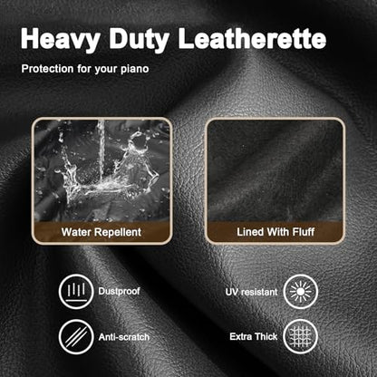 Explore Land 88 Keys Digital Piano Dust Cover with Music Stand Opening and Pockets - Waterproof Leatherette Electronic Keyboard Cover Fits for Most Piano(Black) - color: Black