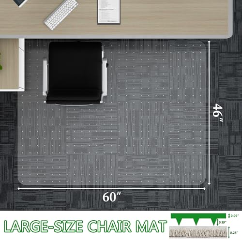 100pointONE Extra Large Office Chair Mat for Carpet, 46" x 60" Clear Desk Chair Mat for Low Pile Carpeted Floors- Easy Glide Plastic Floor Mat for Office Chair on Carpet - color: Low-pile Mat, size: 46" x 60" Rectangular