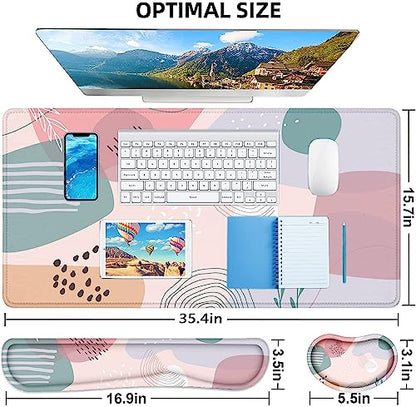 LATEEFAH Desk Mat, Mouse Pad with Wrist Rest, 4-in-1 Large Mouse Pads for Desk, Ergonomic Mouse Pad and Keyboard Wrist Rest Gaming Keyboard Mat for Office, Home - color: 4Pcs-Pastel Abstract