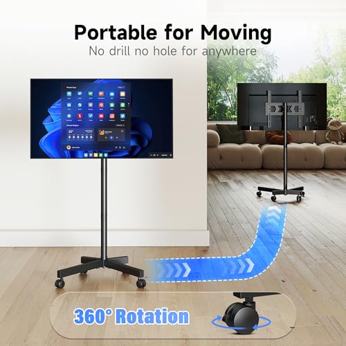 XINLEI Mobile TV Stand on Wheels for Most 21-60 Inch Flat/Curved Screens TVs, Height Adjustable Rolling TV Cart, up to 77 lbs, Max VESA 400x400, ML55SE - color: Black Standard