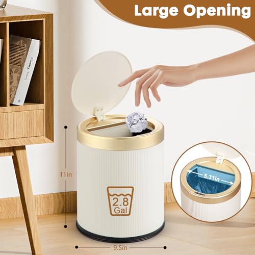 Automatic Motion Sensor Bathroom Trash Can with Lid, 2.8 Gallon Touchless Trash Garbage Bin Small Mini Trash Cans Trashcan -White - color: White, size: 2.8 Gallon
