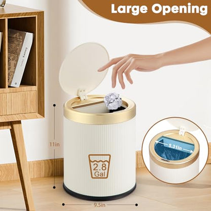 Automatic Motion Sensor Bathroom Trash Can with Lid, 2.8 Gallon Touchless Trash Garbage Bin Small Mini Trash Cans Trashcan -White - color: White, size: 2.8 Gallon