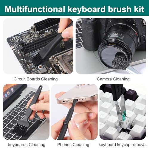 6Pcs Keyboard Brush - Keyboard Cleaning Kit with Keycap Puller & Switch Puller, Pp Handle Nylon Brushes, Anti-Static Dust Removal Tool for Computer Laptop Camera Electronics