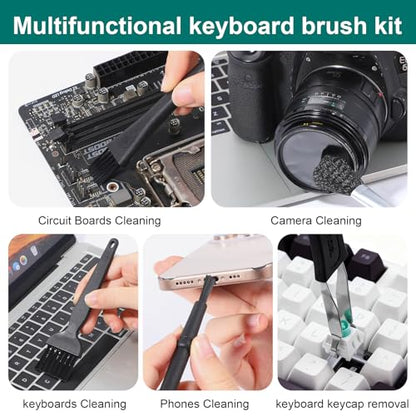 6Pcs Keyboard Brush - Keyboard Cleaning Kit with Keycap Puller & Switch Puller, Pp Handle Nylon Brushes, Anti-Static Dust Removal Tool for Computer Laptop Camera Electronics