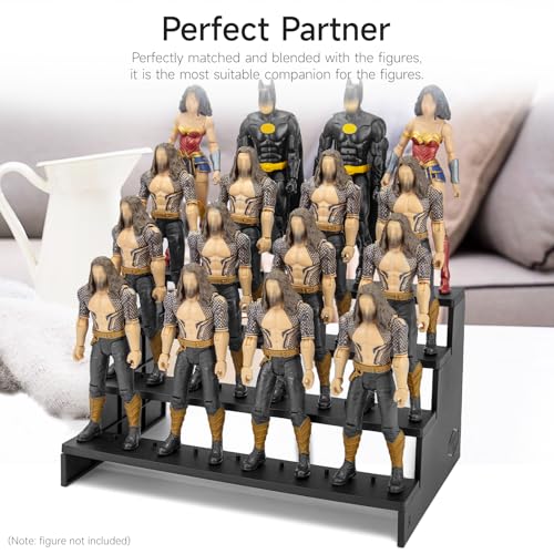 6 inch Acrylic Riser Display Shelf,Clear Action Figures Stands With PEG,4 Tier Toy Collectibles Organizer Compatible with 1/12 Scale Action Figure Toy (Fit For 6 inch Figure Toy-Black) - color: Fit For 6 inch Figure Toy-Black