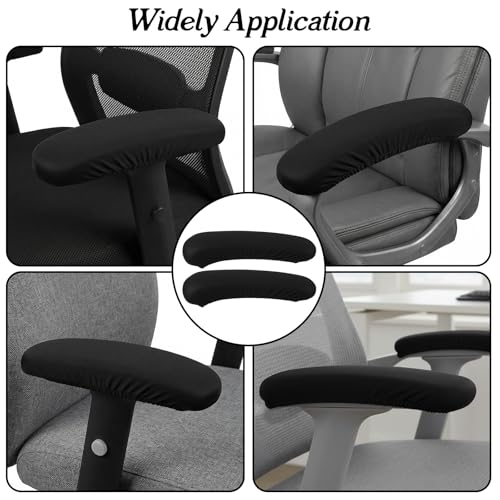2-Pack Arm Rest Pads for Office Chairs,Black Computer Chair Arm Rest Pads,Stretchable & Removable Universal Arms Rests Covers for Office Chair, Gaming & Desk Chairs