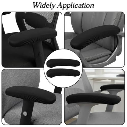 2-Pack Arm Rest Pads for Office Chairs,Black Computer Chair Arm Rest Pads,Stretchable & Removable Universal Arms Rests Covers for Office Chair, Gaming & Desk Chairs