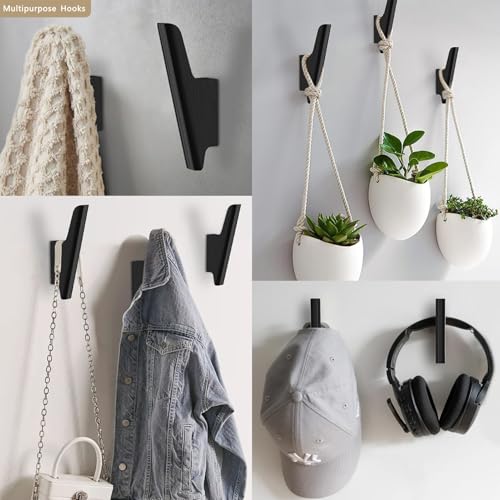 Wood Wall Hooks 4 Pack Coat Hooks Wall Mount Black Wooden Hooks for Hanging Hat, Bag, Backpack, Rustic Coat Hooks for Wall, Wood Towel Hooks for Bathrooms and Entryway Hooks (Black) - color: Black