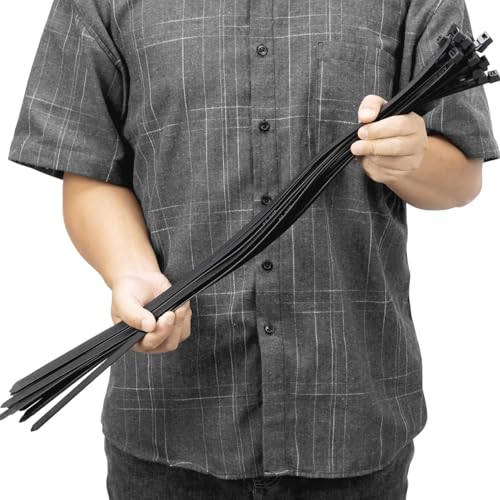 24 inch Black Zip Ties Heavy Duty 300 PCS, 250 LBS Ultra Exclusive Strong Plastic Wire Ties, Large Cable Ties Extra Long Tie Wraps, Indoor and Outdoor UV Resistant - color: Black, size: 24 inch(300Pcs)