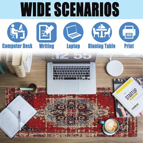 Desk Mat,Boho Carpet Style Large Gaming Mouse Pad XL,Boho Rug Desk Pad,Extended Big Computer Keyboard Mouse Pad with Non-Slip Base and Stitched Edges 31.5"x11.8" - color: Boho Carpet Style-2, size: XL-31.5"x11.8"
