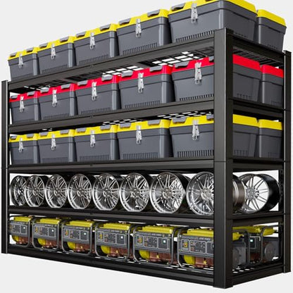 5-Tier Storage Shelves, 78" W Garage Shelving Heavy Duty Metal Adjustable Garage Shelves, Shelving Units Industrial Shelving for Warehouse, 78" W x 24" D x 78" H - size: 78"Wx78"Hx24"D | 5 Tier