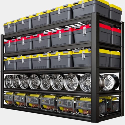 5-Tier Storage Shelves, 78" W Garage Shelving Heavy Duty Metal Adjustable Garage Shelves, Shelving Units Industrial Shelving for Warehouse, 78" W x 24" D x 78" H - size: 78"Wx78"Hx24"D | 5 Tier