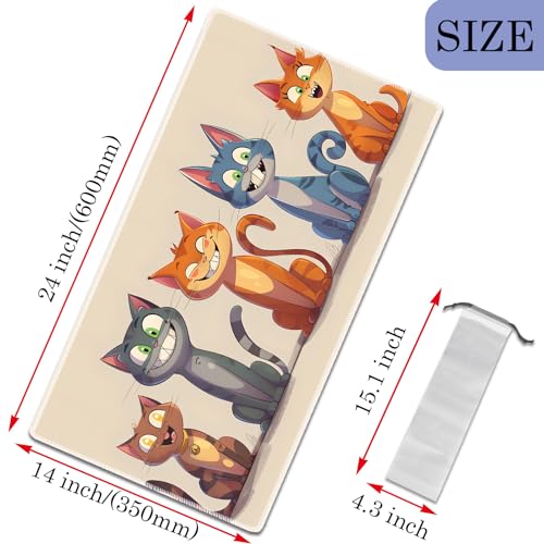 MTG Play Mat, 24" x 14" TCG Card Play Mat, Surface with Smooth Stitched Edge, with Storage Bag, Cute Cat - color: Cute Cat