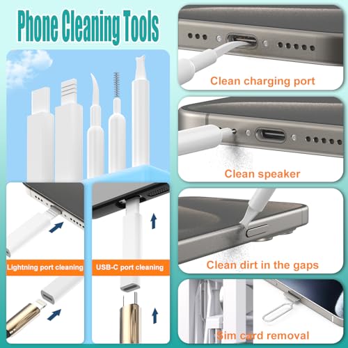 VICHYIE Keyboard Cleaning Kit with Brush, Computer Laptop Cleaner Kit, Phone Cleaning Tool, Multi-Function Cleaner Kit for Earbuds, Cellphones, PC, Screens, Camera Lens, Electronics Devices (White) - color: White