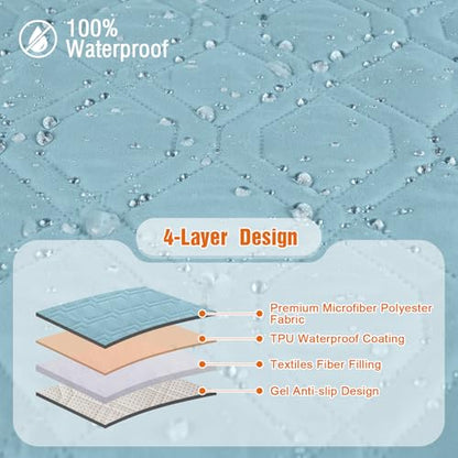 VANSOFY Loveseat Recliner Cover with Console 100% Waterproof Sofa Slipcovers Non-Slip Reclining Couch Cover Split Sofa Covers Furniture Protector for Pets, Dogs(Azuree) - color: Azuree