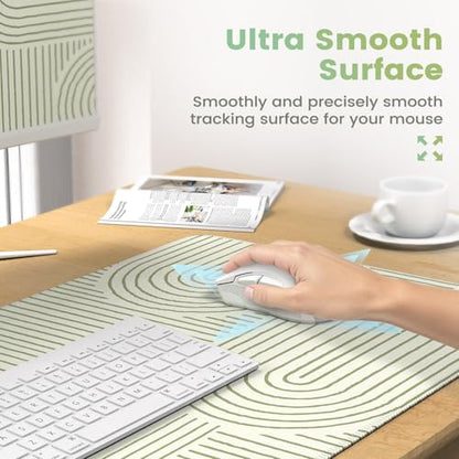 iCasso Green Desk Matt for Desktop, Cute Desk Pad Mat, Large Mouse Pad, Anti-Slip Big Mousepad with Stitched Edges, Keyboard Pad for Computer(Green) - color: Line-Green