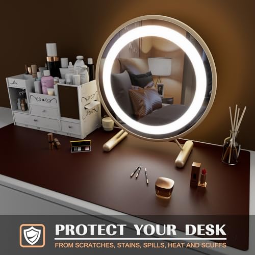 K KNODEL Large Office Leather Desk Mat, Mouse and Keyboard Pad, Computer and Laptop Mat, Desktop Protector and Cover, Writing Pad and Blotter (31.5"x15.7", Dark Brown) - color: Dark Brown, size: 31.5" x 15.7"