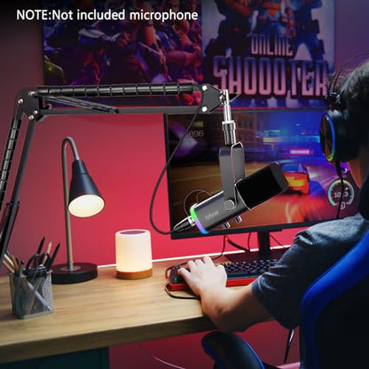 SUNMON Boom Arm - Metal Scissor Mic Boom Arm with 3/8'' to 5/8'' Adapter, K688 Microphone Stand with Cable Sleeve - color: FIFINE XLR/USB Dynamic Microphone Boom Arm