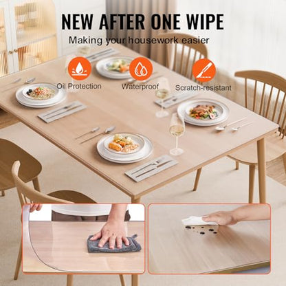 VEVOR Plastic Table Cover, 36 x 60 Inch 1.5 mm Thick Frosted Table Protector, Rectangle PVC Desk Mat, Waterproof & Easy Cleaning Desk Pad Tablecloth, for Office Dresser Dining Room Night Stand - size: 60" x 36" (Rectangular)