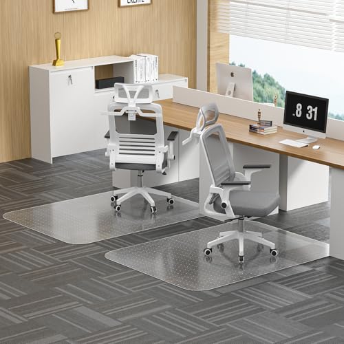 Office Chair Mat for Carpet, 2PCS 36" X 48" X 0.09" Desk Chair Mat for Carpet Floors, Clear and Thick Rolling Computer Chair Mats with Non-Slip Studded for Home and Office Low Pile Carpets - size: 2 PCS-36" X 48" Carpet