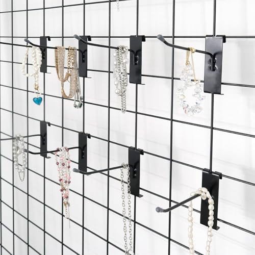 HUHOLE 60 Pack Black Gridwall Hooks, 2", 4", 6" Inch Display Hangers | Fits 3 x 3 Inch Wire Grid Panels, 20 lb Capacity Hooks for Retail Store, Craft Fair, Jewelry Rack and Garage Organizer - size: 2+4+6 Inch