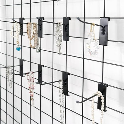 HUHOLE 60 Pack Black Gridwall Hooks, 2", 4", 6" Inch Display Hangers | Fits 3 x 3 Inch Wire Grid Panels, 20 lb Capacity Hooks for Retail Store, Craft Fair, Jewelry Rack and Garage Organizer - size: 2+4+6 Inch