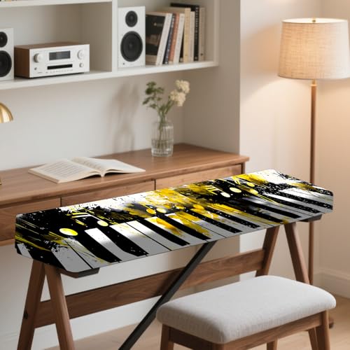 Nuxovilar Stretchy 88 Keys Keyboard Piano Dust Cover, Dust - Proof Elastic Milk Silk with Ink - Splashed Black & White Keys Art for Digital Pianos - color: WP99297-A