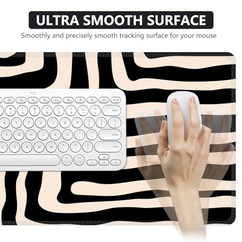 iCasso Gaming Mouse Pad (35.4x15.7 in), Large Stable Rubber Base Mousepad with Stitched Edges, Keyboard Mouse Mat for Work, Game, Office, Home - Curve - color: Curve