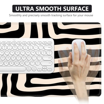 iCasso Gaming Mouse Pad (35.4x15.7 in), Large Stable Rubber Base Mousepad with Stitched Edges, Keyboard Mouse Mat for Work, Game, Office, Home - Curve - color: Curve
