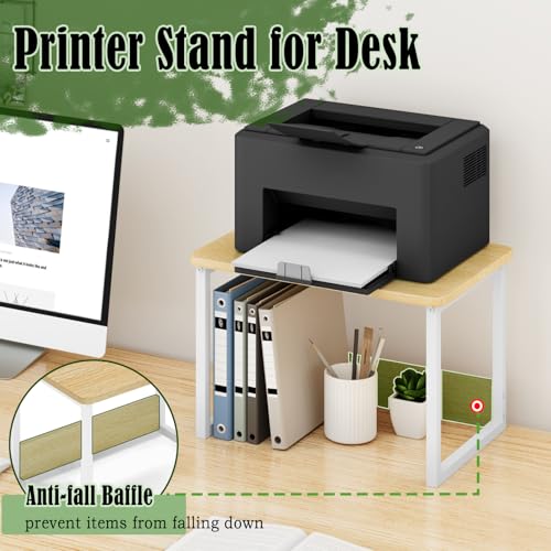 MARTY Printer Stand with Storage for Desk, Desktop Printer Stand Shelf Organzier for Home/Office Heavy Duty Printer Riser Under Desk Small Printer Table for Fax Machine Copier Scanner(Maple) - color: Maple, size: 2 Tier without Drawer