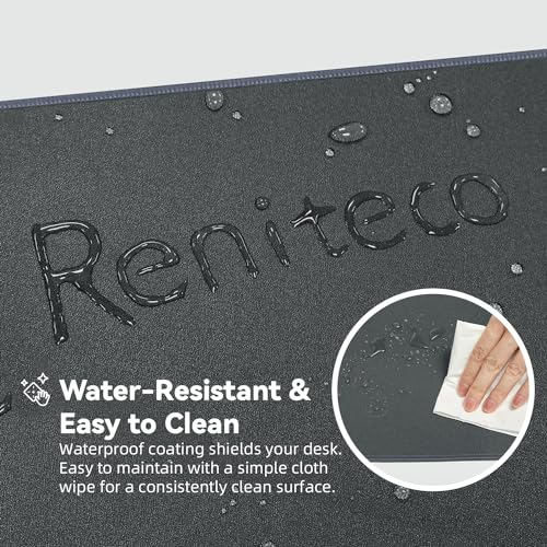 Reniteco Waterproof Large Gaming Mouse Pad with Durable Stitched Edges, Non-Slip Rubber Base, Grainy Jacquard Mouse Mat Desk Pad for Home Office Gaming, 35.4''x15.7''x0.12'', Deep Gray - color: Deep Gray, size: 35.4''x15.7''x0.12"