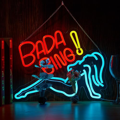 Bada Bing Neon Girl Sign for Wall Decor Girl Neon signs Lady Led Sign for Bedroom Pub Store Man Cave Party USB Dimmable Art Sign - color: Red + Blue